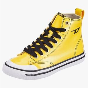 Diesel Yellow Black High-Top Athletic Shoes